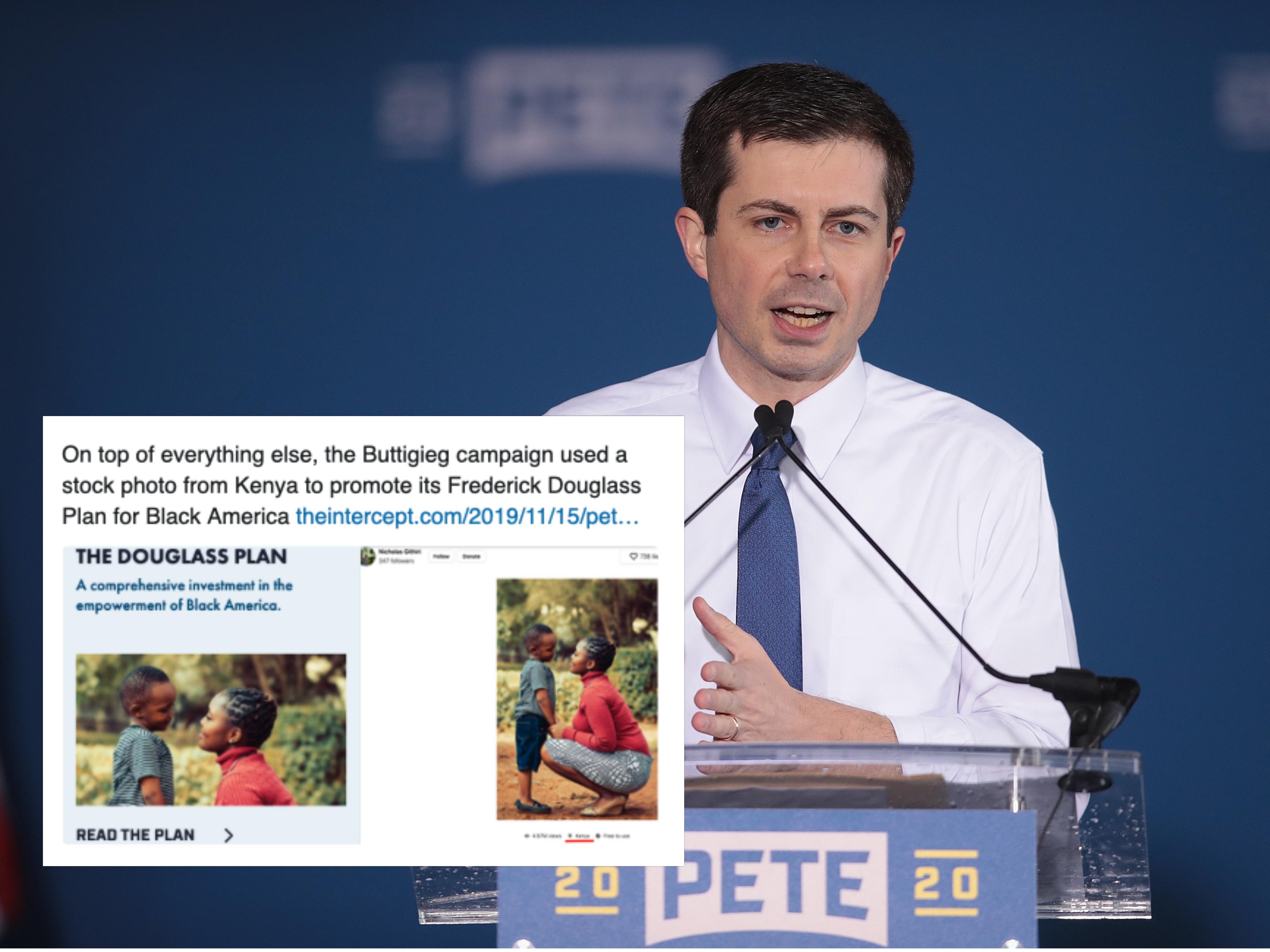 The Pete Buttigieg campaign used a stock photo from Kenya to promote plan for fighting racism against black Americans