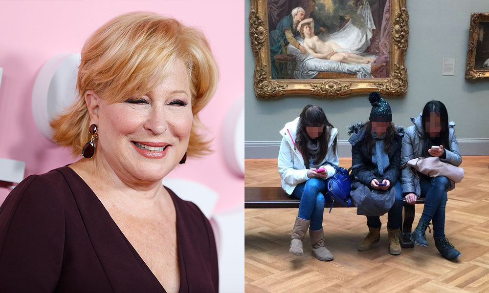 Bette Midler tried to publicly shame three girls for using their phones in an art gallery - and it epically backfired