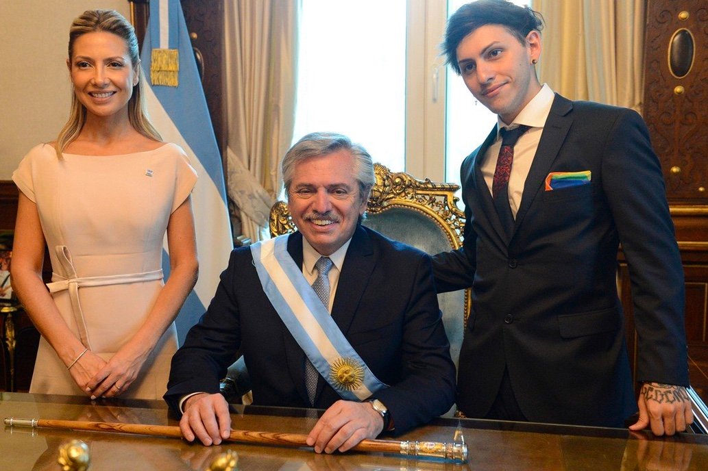 The fabulous drag queen son of Argentina's president wore a rainbow flag to his father's inauguration