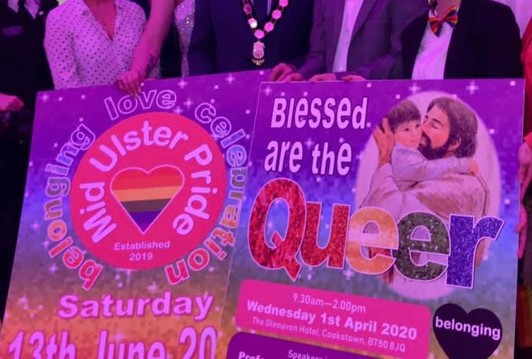 Churches clash in bitter row over picture of 'Christ kissing a boy' used for 'sinful' LGBT conference