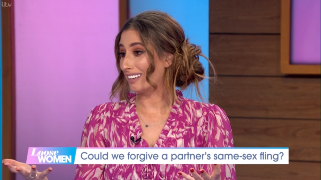 Stacey Solomon said she would be more &quot;understanding&quot; of her husband if he cheated on her with a man. (Screen capture via ITV)