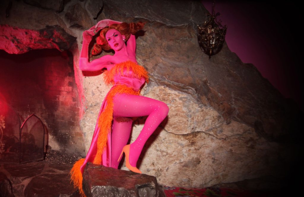 Sasha Velour in pink make up, body paint and dress