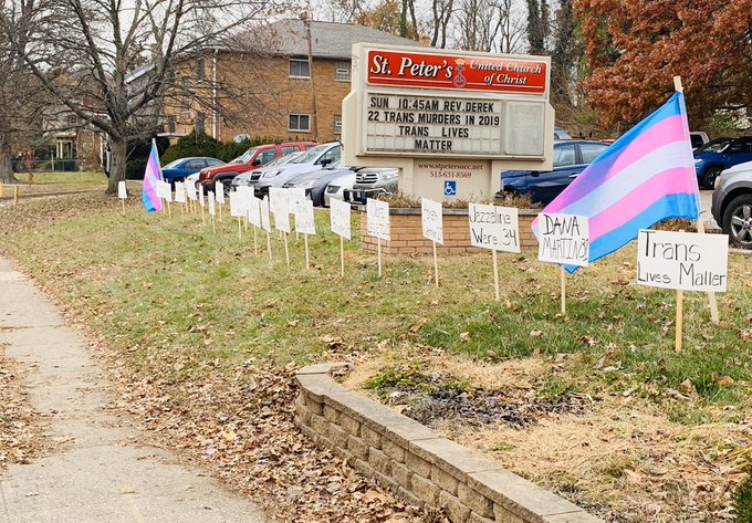 Obnoxious thief steals church display honouring murdered trans people: 'God saw you – and so did our cameras'