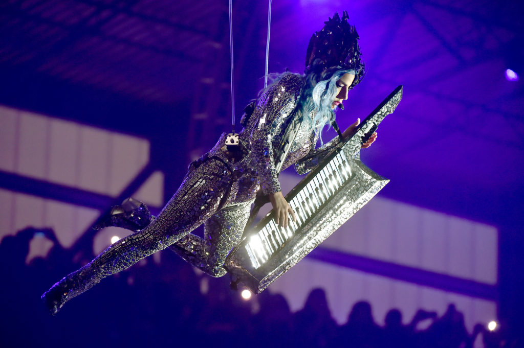 Lady Gaga doing her best Spongebob SquarePants Movie impression. (Theo Wargo/Getty Images for AT&amp;T)