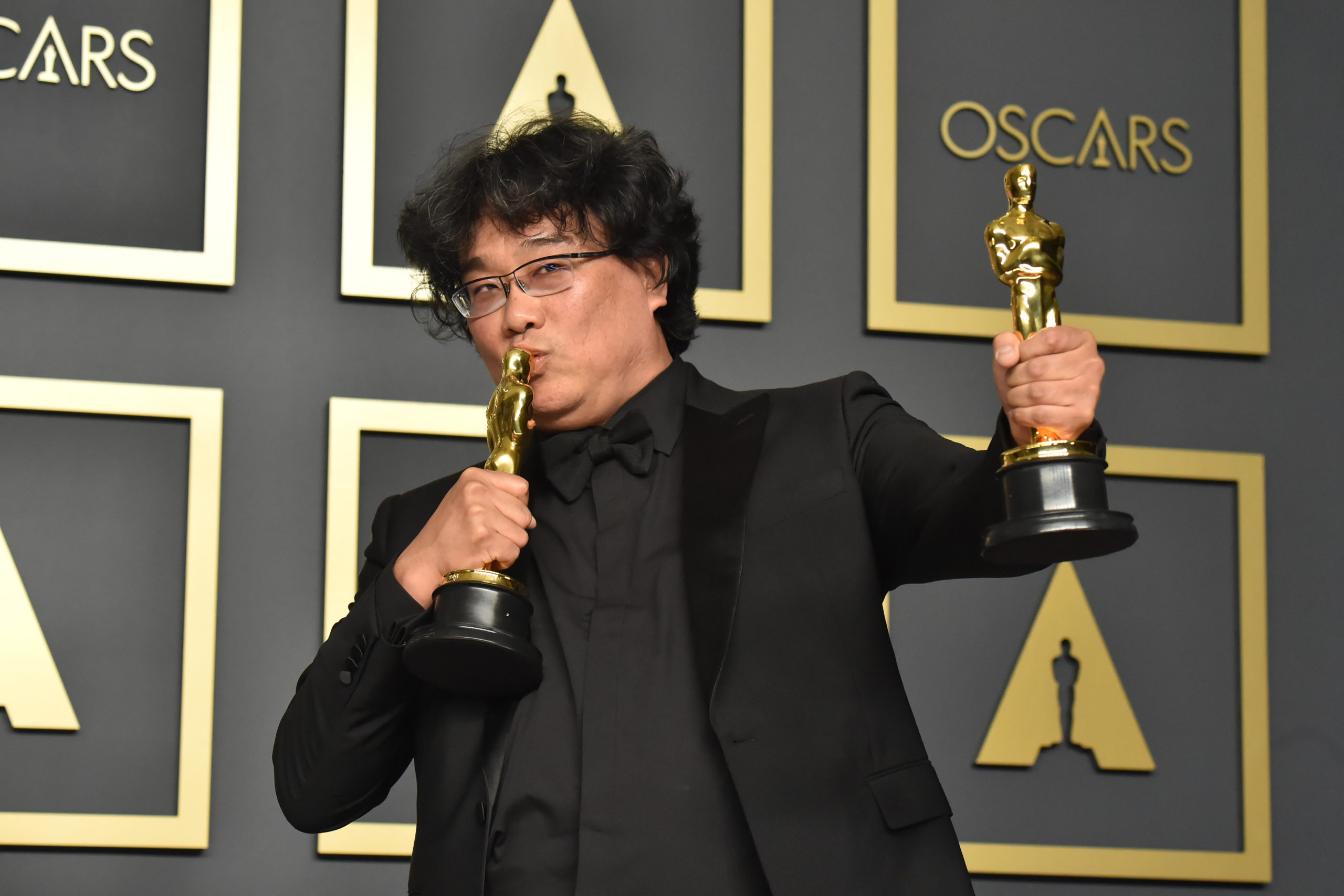 Parasite writer-director Bong Joon-ho, winner of the Best Picture, Director, International Film and Original Screenplay