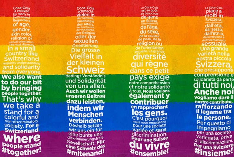 Coca-Cola buys covers of all of Switzerland's newspapers in a defiant display of solidarity with queer people