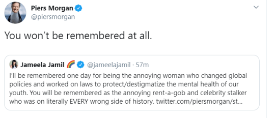 Tweet from Piers Morgan: You won