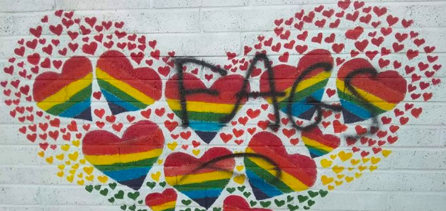 Beautiful hand painted Pride mural is removed after homophobes vandalise it for the second time