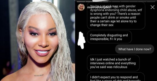 Munroe Bergdorf gracefully schools transphobe who thought the coronavirus pandemic was a good time to send online abuse