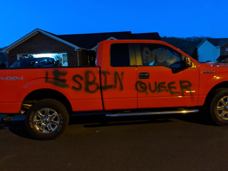 Teenager vandalises lesbian couple's house and car with hateful homophobia and crude graffiti penises