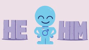 He / Him cartoon