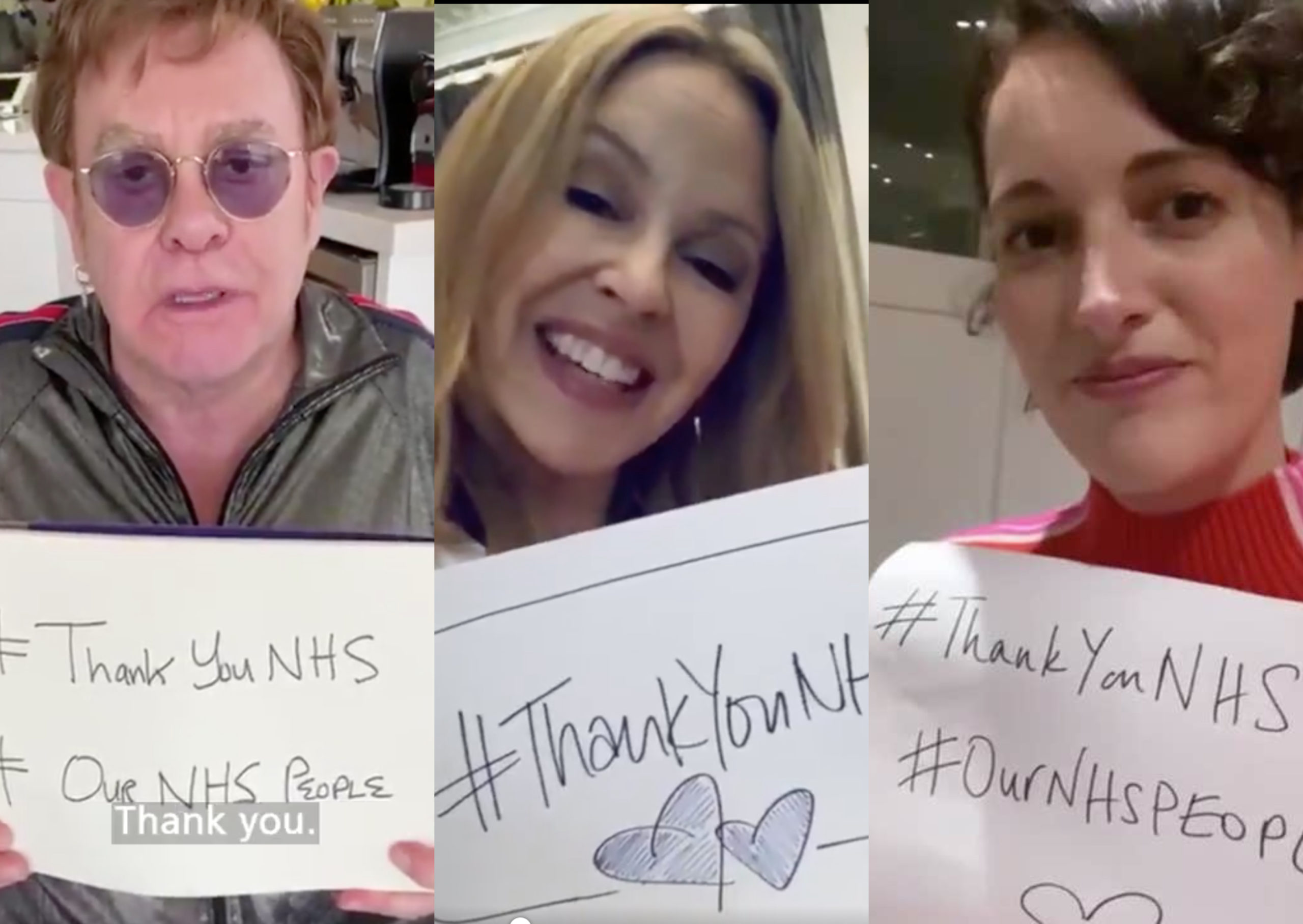 Elton John, Kylie Minogue and Phoebe Waller-Bridge pay emotional tribute to NHS heroes amid coronavirus crisis