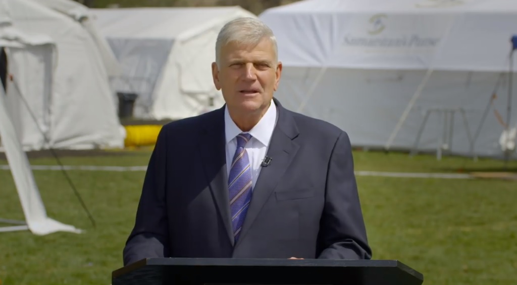 Franklin Graham compares gay people to drug addicts as he justifies homophobic policy at New York tent hospital