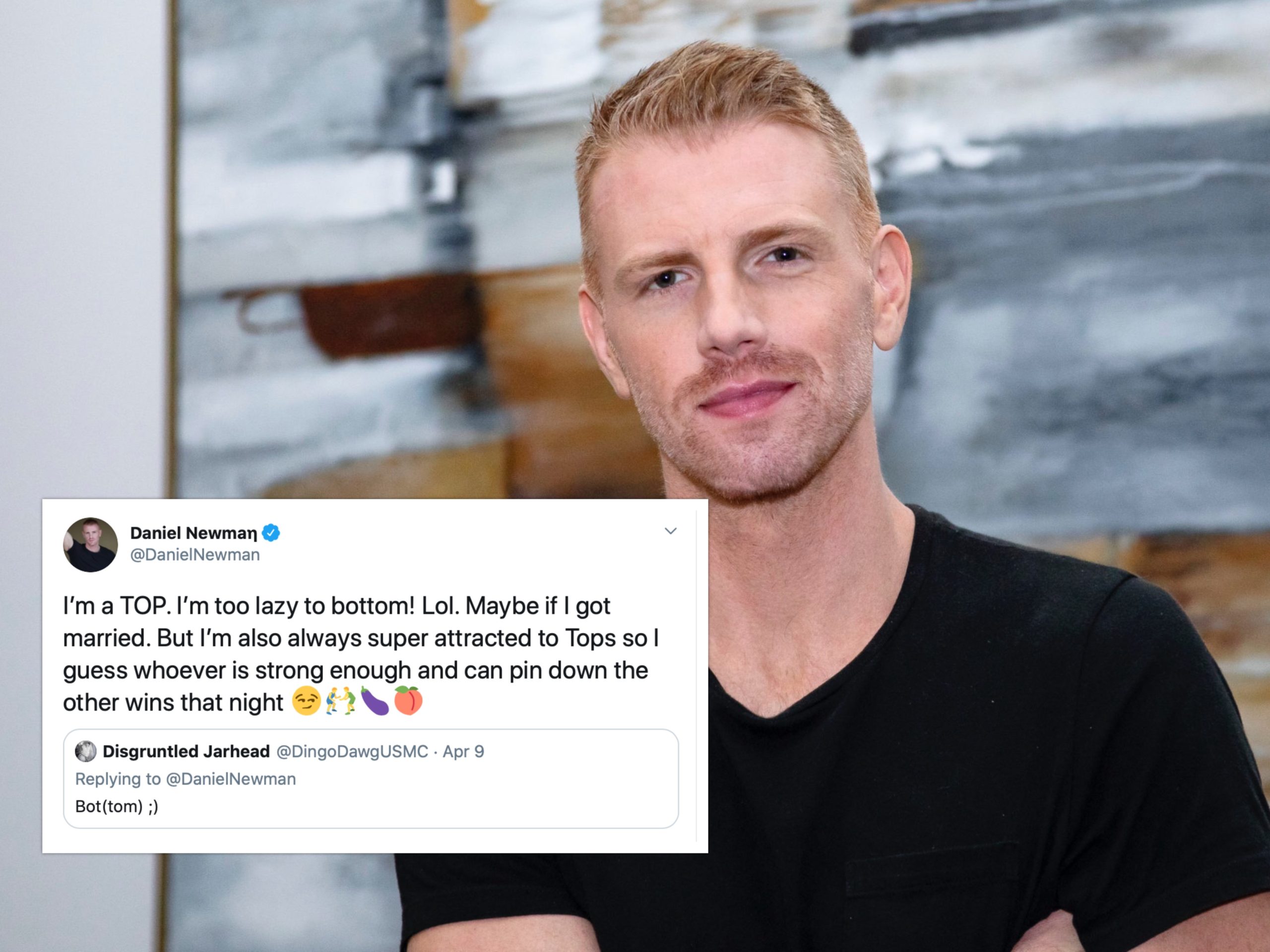 Walking Dead star Daniel Newman just came out as a top. Yes, even he's getting horny on main