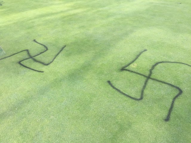 Jewish-owned golf course vandalised with ‘sickening’ Nazi swastikas, homophobic slurs and an ugly penis