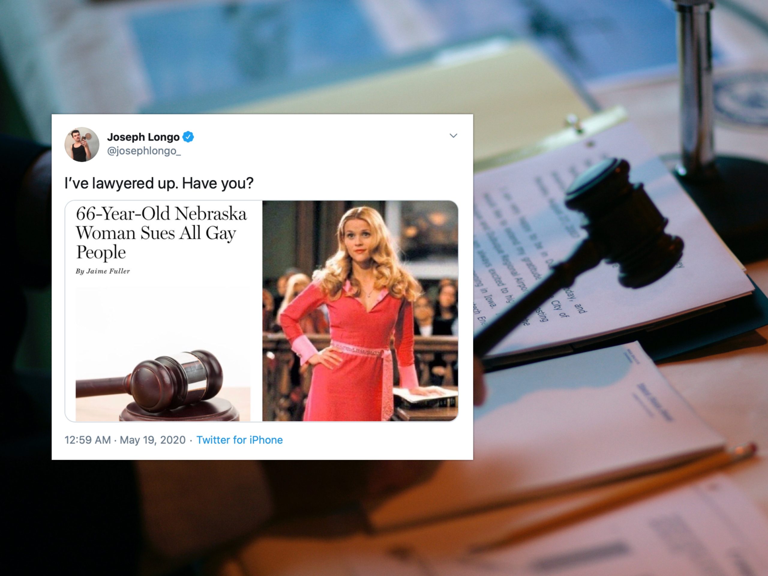 A 66-year-old woman once tried to sue 'all gay people' and the jokes wrote themselves