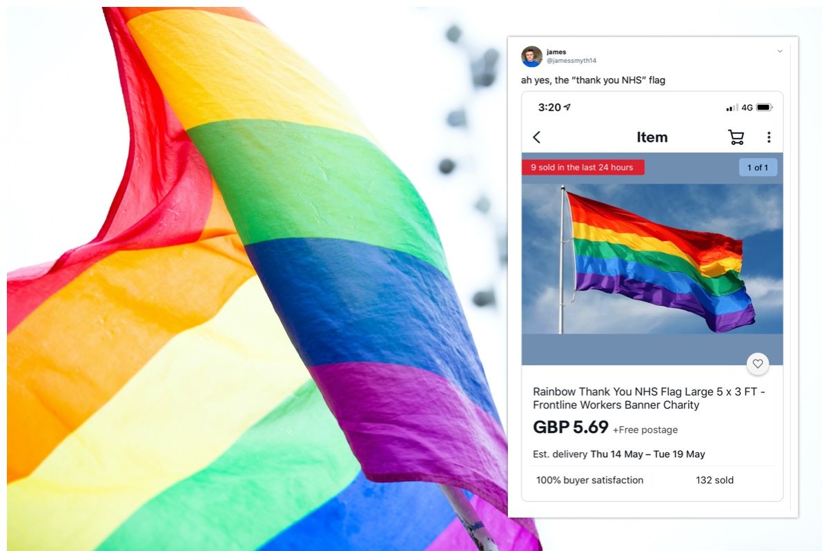 People are selling 'thank you NHS' rainbow flags that definitely don't resemble LGBT+ Pride flags at all. Not one bit