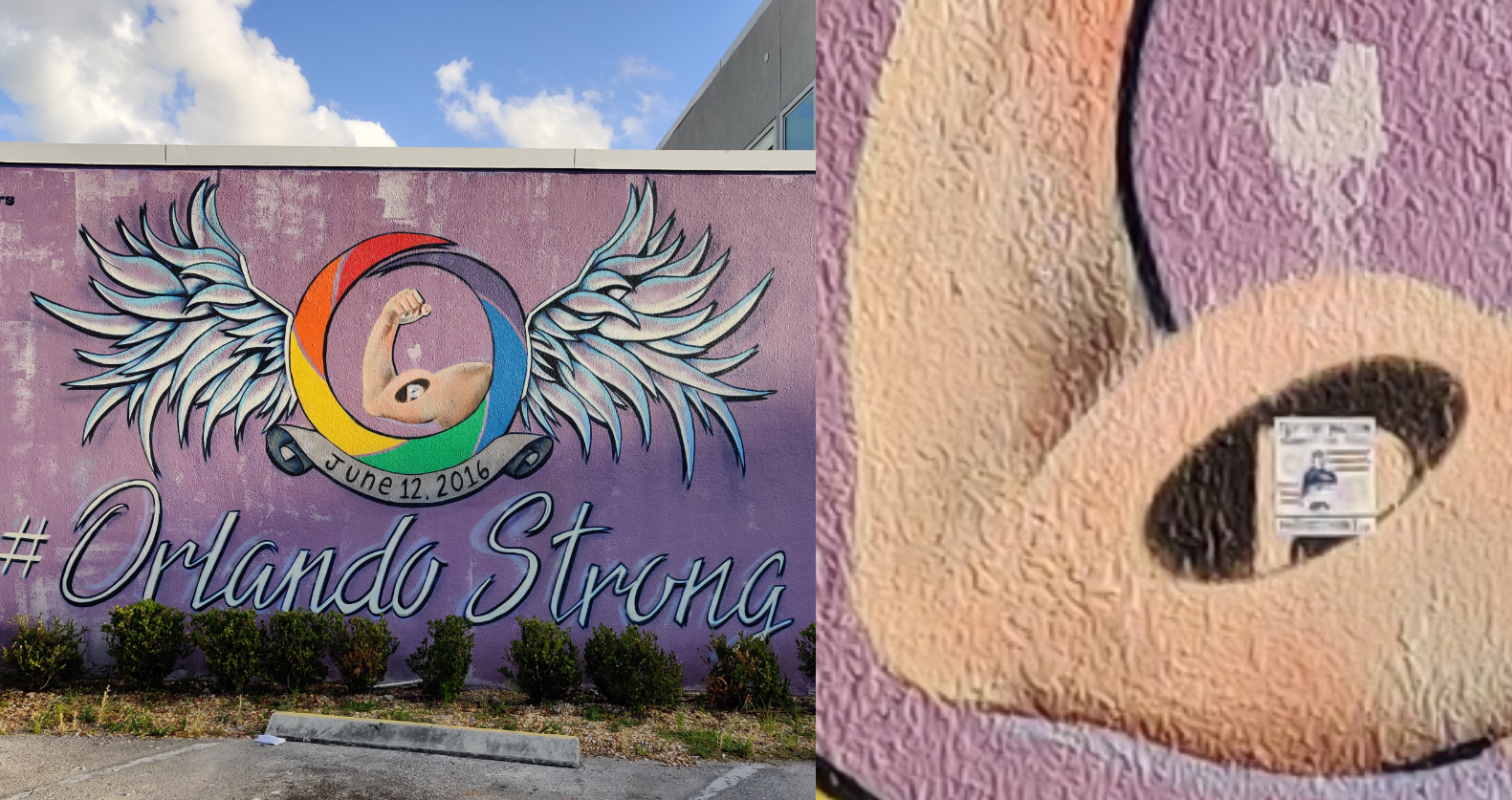 Memorial to the tragic victims of the Pulse nightclub massacre defaced by white supremacist hate group