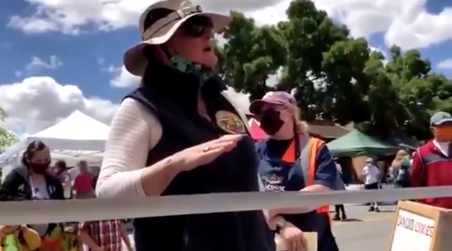 'Farmers' market Karen' rages at gay cookie vendor for giving away free Pride flags to 'satisfy a political agenda'. Yes, really