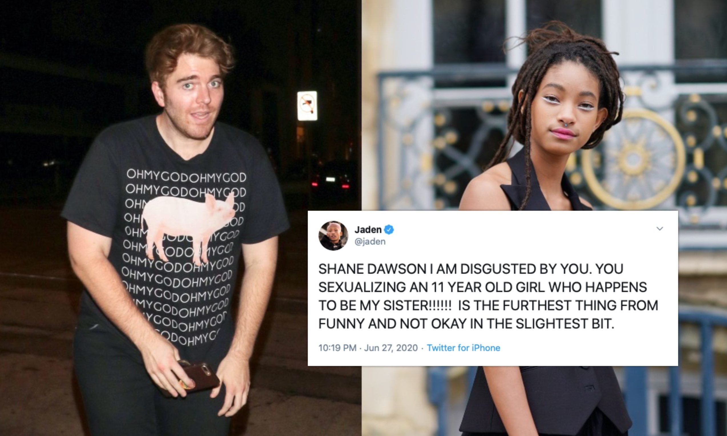 Jaden Smith condemns YouTuber Shane Dawson for sexualising his then 11-year-old sister Willow in disturbing video