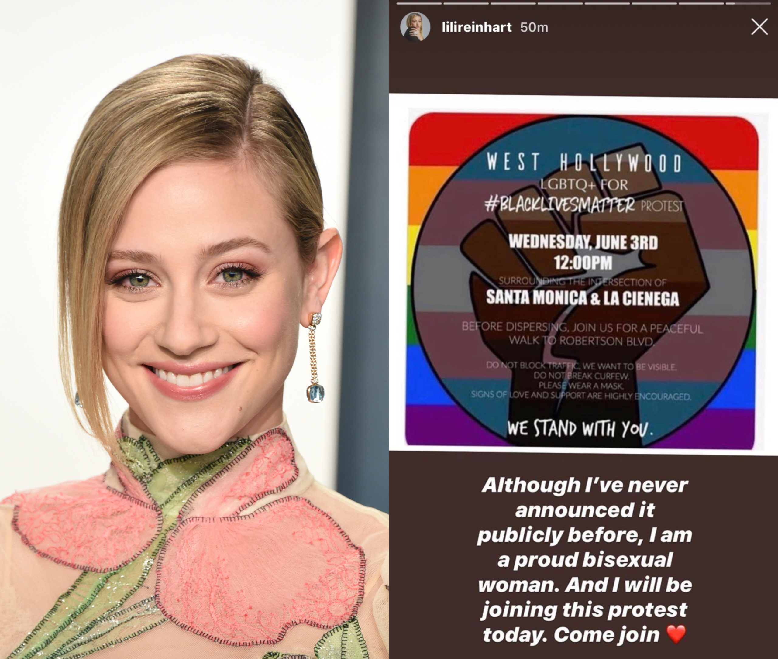 Riverdale star Lili Reinhart just came out as a 'proud bisexual woman' while supporting Black Lives Matter