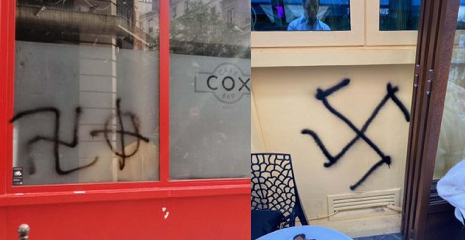 Homophobic thugs spray-paint swastikas onto Paris gay bars in 'extremely worrying act of hate'