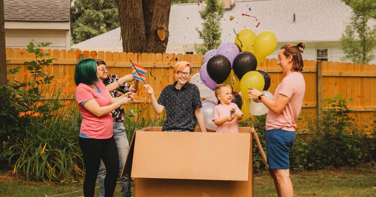 Parents throw heart-warming gender reveal party for trans son, 17 years after they ‘got it wrong’