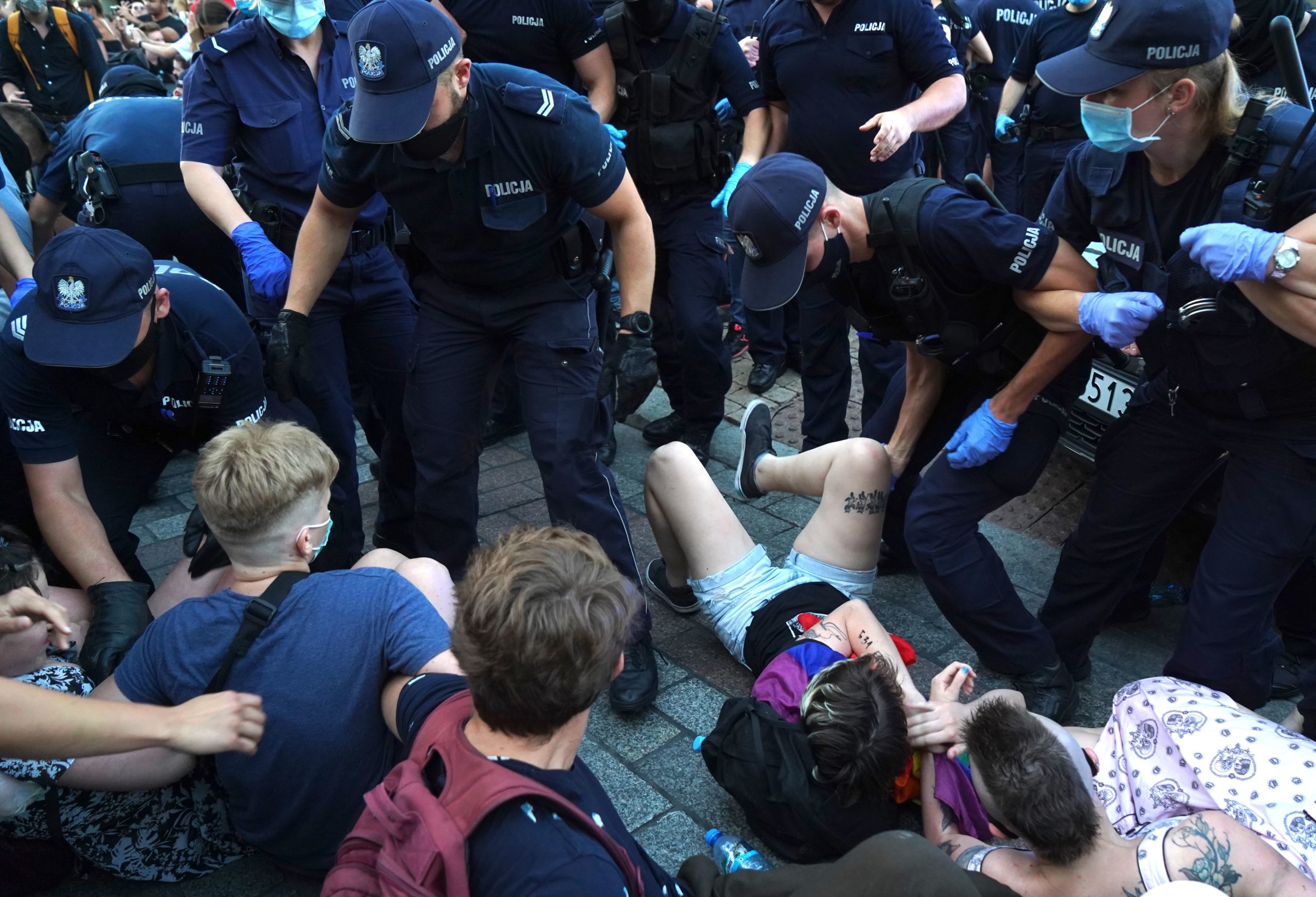 Polish police detain 48 LGBT+ protesters trying to block arrest of activist in latest queer rights flash point