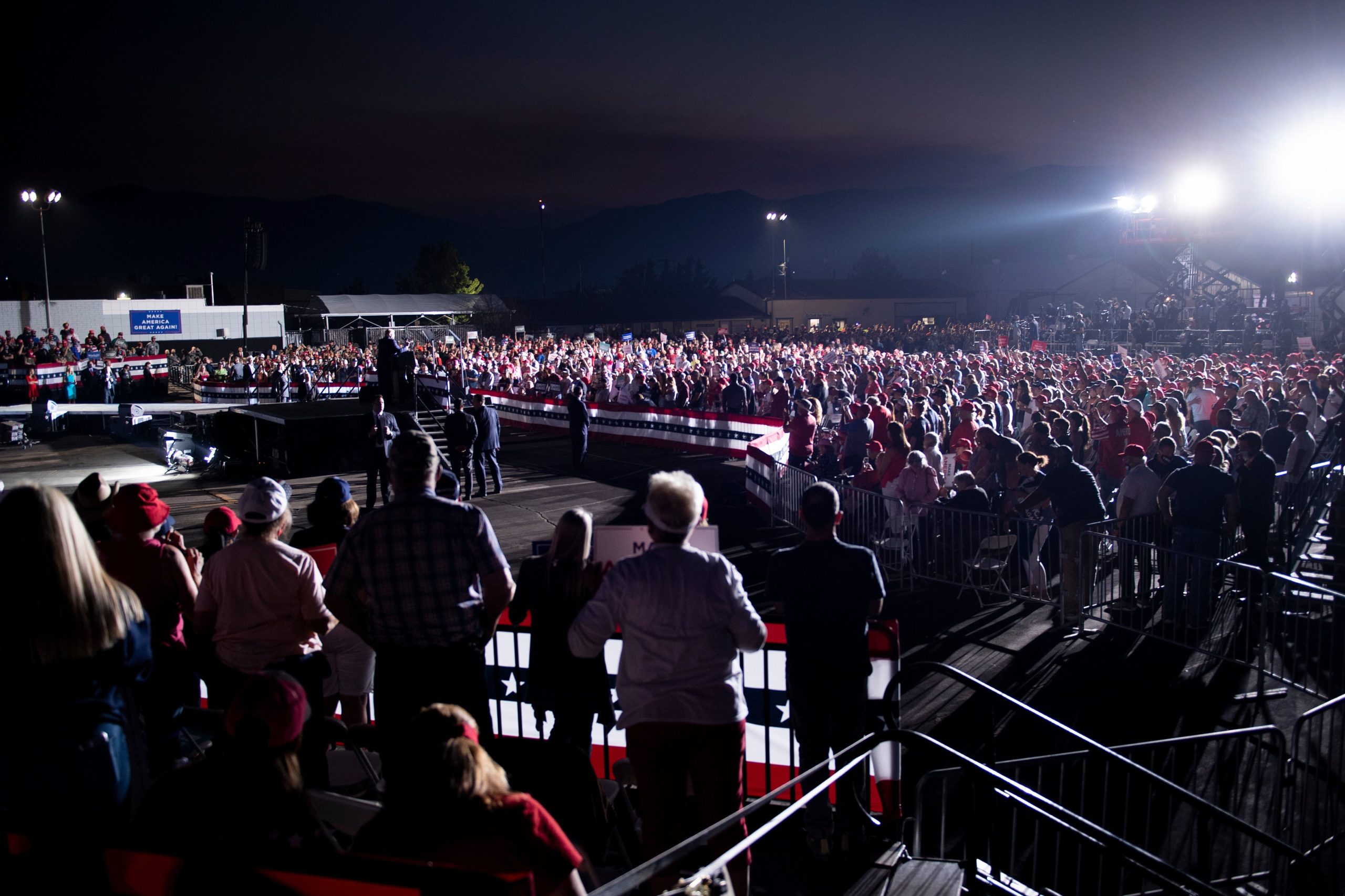 US President Donald Trump speaks during a campaign rally at the Minden-Tahoe airport in Minden, Nevada on September 12, 2020. 