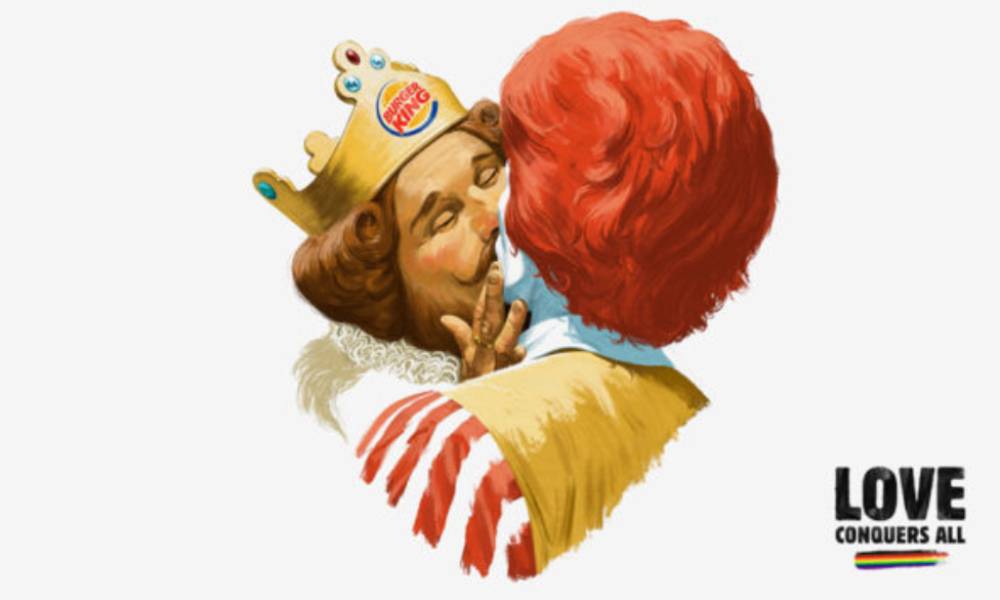 Homophobes are naturally furious about the Burger King kissing Ronald McDonald. Yes, they're yelling at burgers