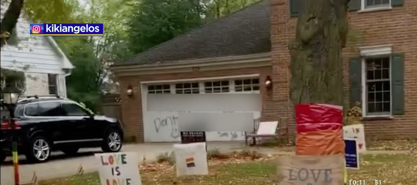 Family decorated their yard with Pride flags and 'love and peace over hate' signs. Homophobes took it as a challenge