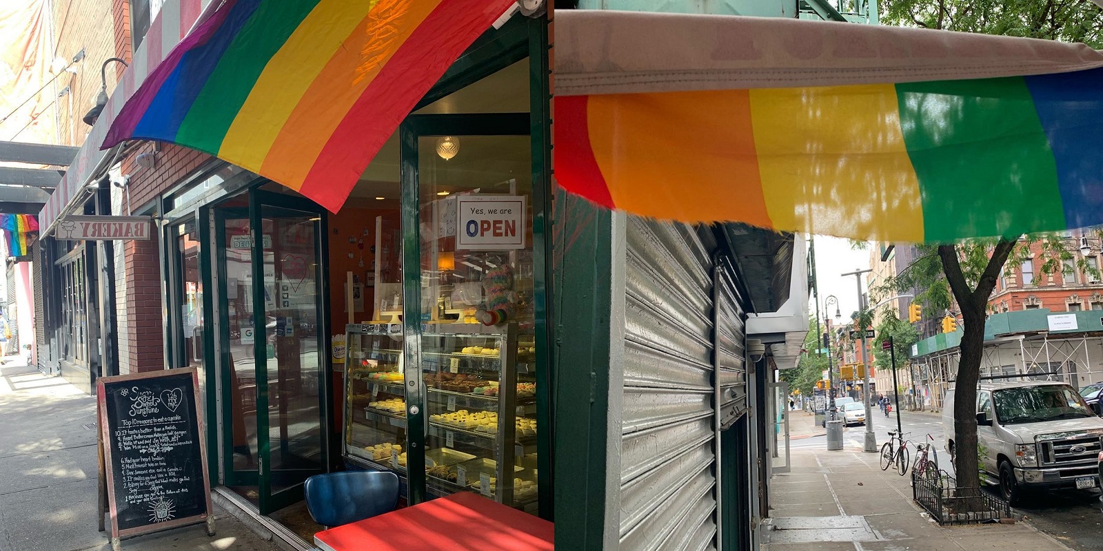 Vile thug mutilates LGBT-inclusive bakery's Pride flag with knife in 'disturbing' act of vandalism