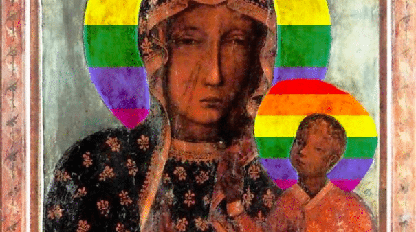 Three women face jail in Poland for sharing posters of Virgin Mary with an LGBT+ rainbow halo