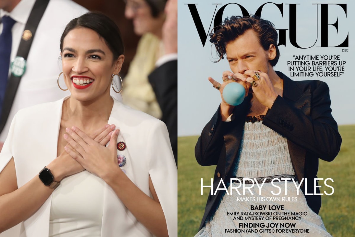 Alexandria Ocasio-Cortez defends Harry Styles' Vogue cover saying it giver her 'James Dean vibes'