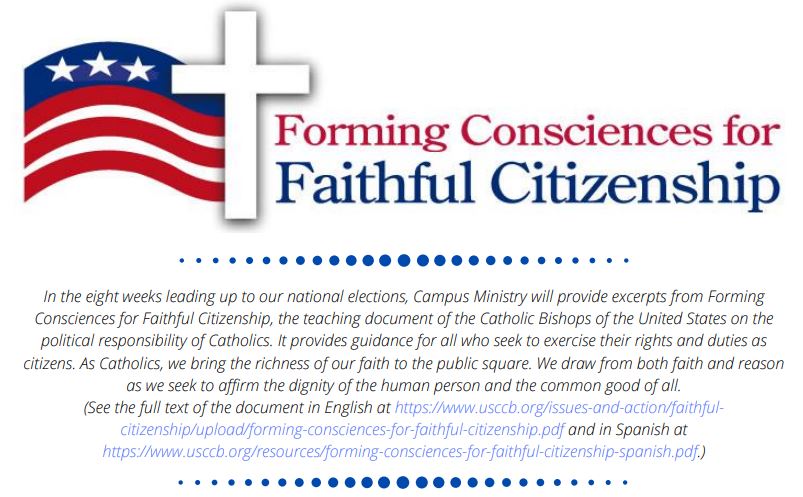 Catholic university: Students were directed to a document from the United States Conference of Catholic Bishops