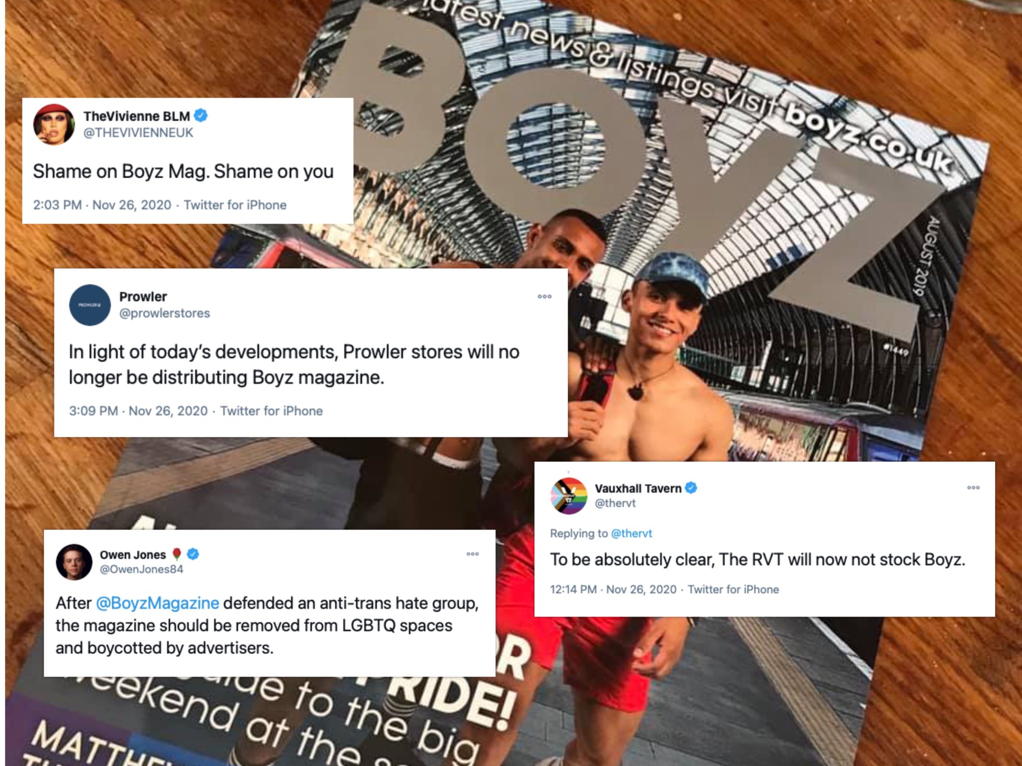 Boyz editor insists magazine is 'not transphobic' as advertisers, stockists and LGBT+ leaders continue to sever ties