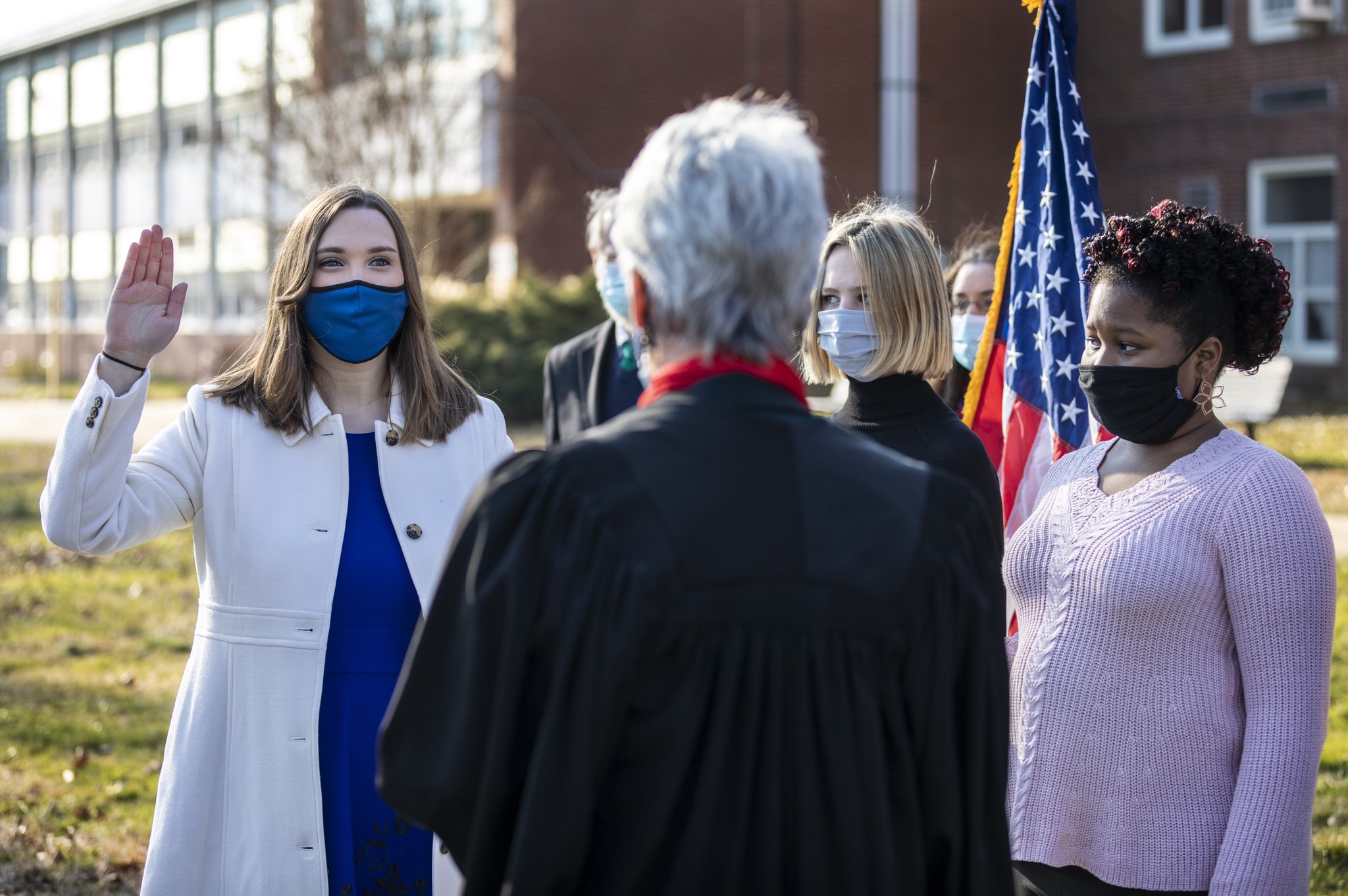 Sarah McBride celebrates being sworn in as America's first-ever trans state senator with eye-opening meme