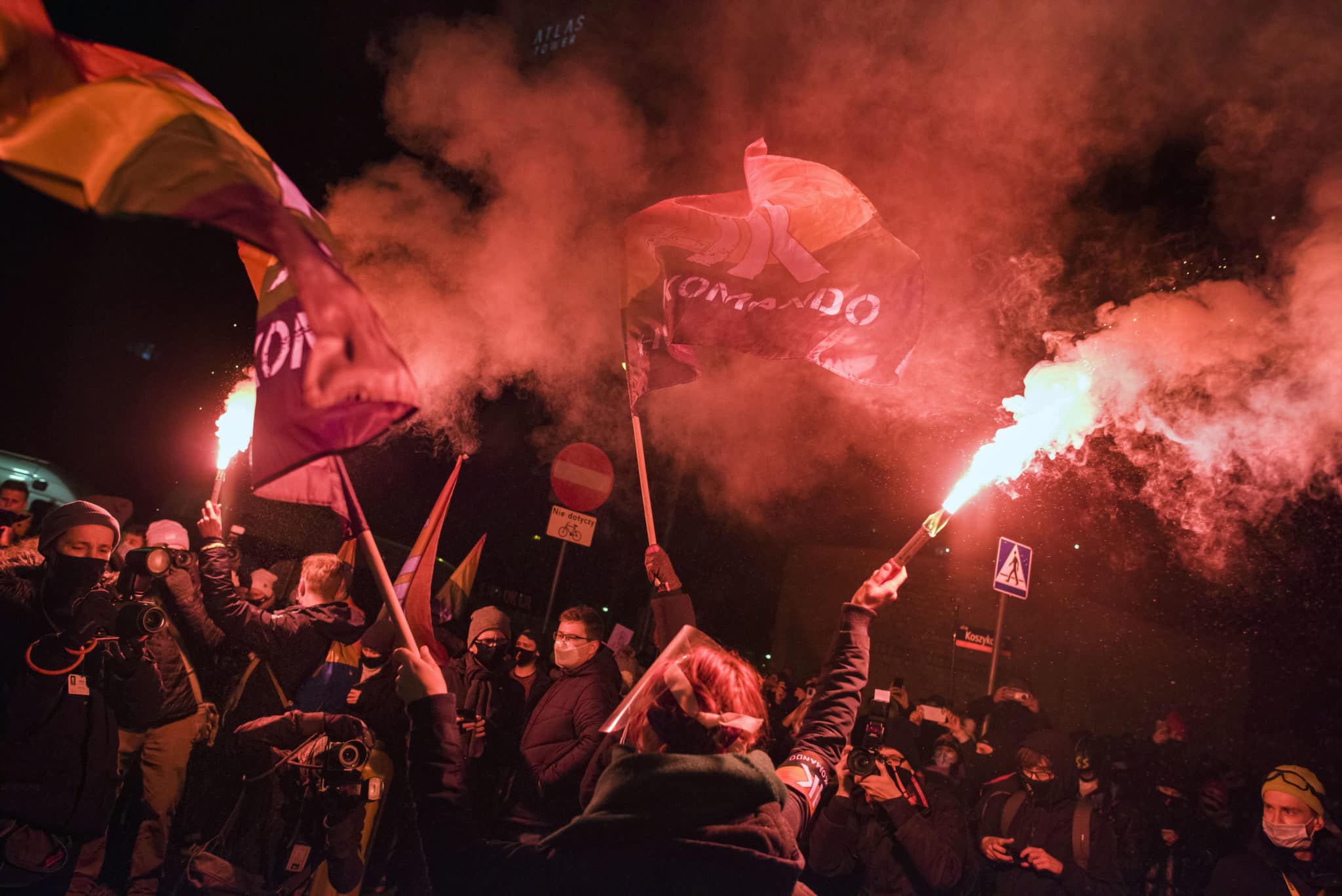 Hundreds of thousands protest in Poland as near-total abortion ban comes into effect