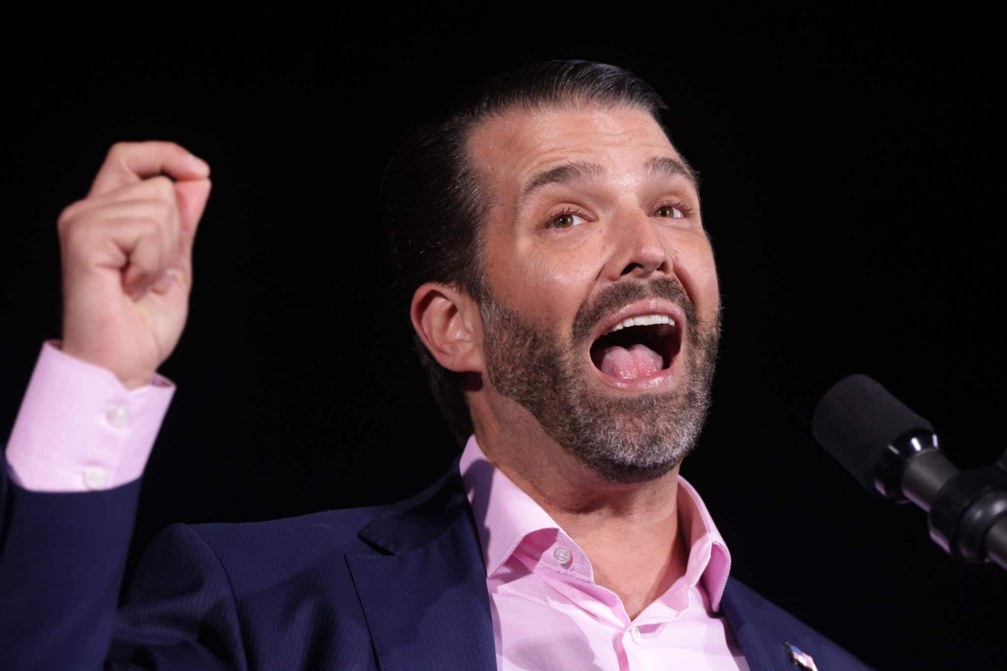 Donald Trump Jr claims his dad shouldn't have been booted from Twitter as he hasn't 'killed homosexuals'