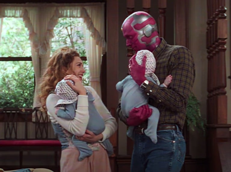 Wanda and Vision holding twins.