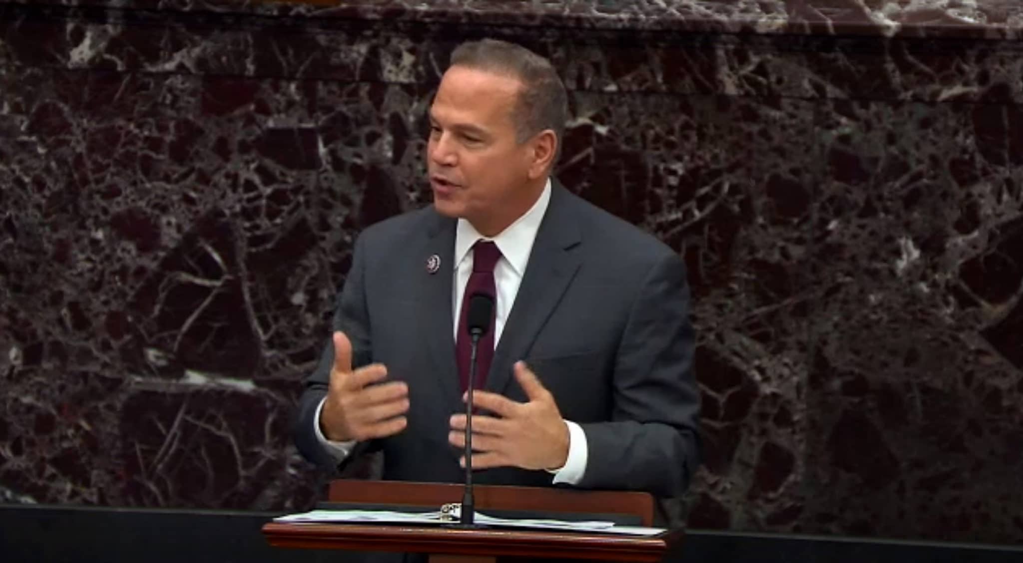 Impeachment manager Rep. David Cicilline speaks on the first day of former President Donald Trump