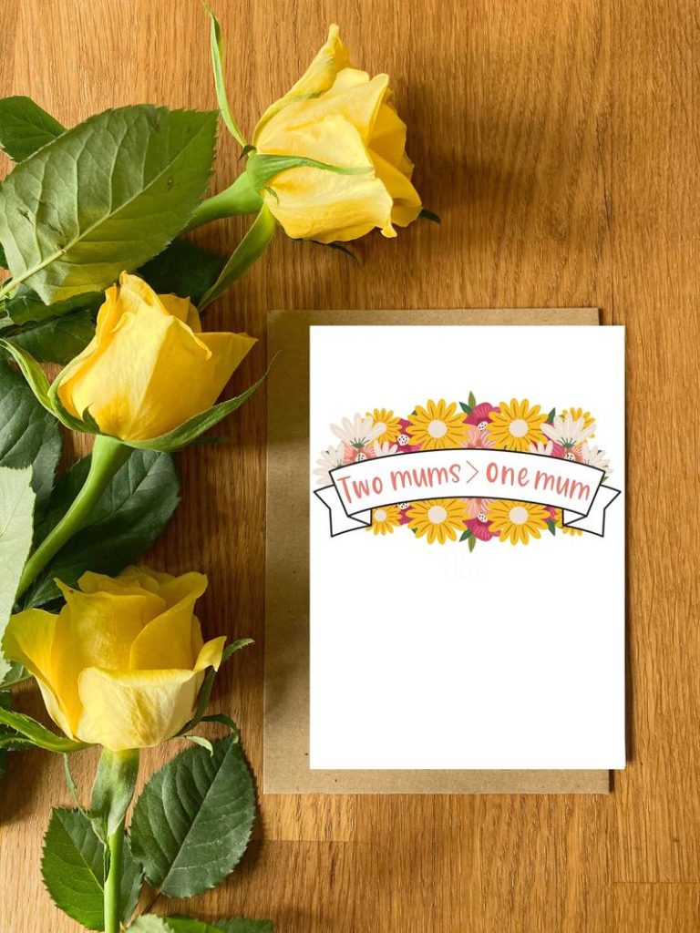 Two mums are better than one mum card. (Etsy/DitsyBooDesign)