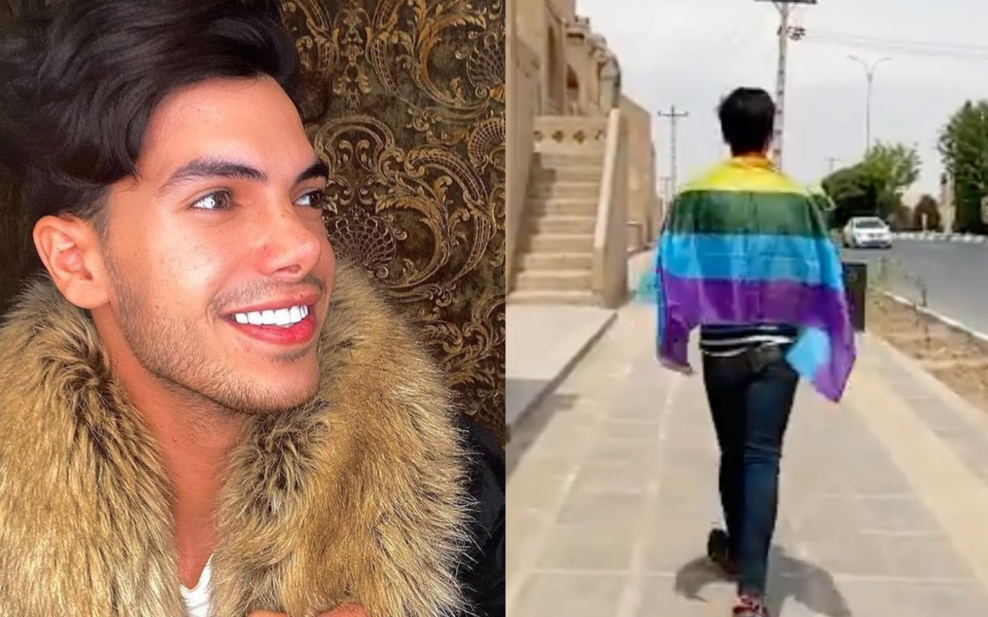 Defiant queer Iranians take to the streets in Pride flags to protest brutal 'honour killing' of young gay man