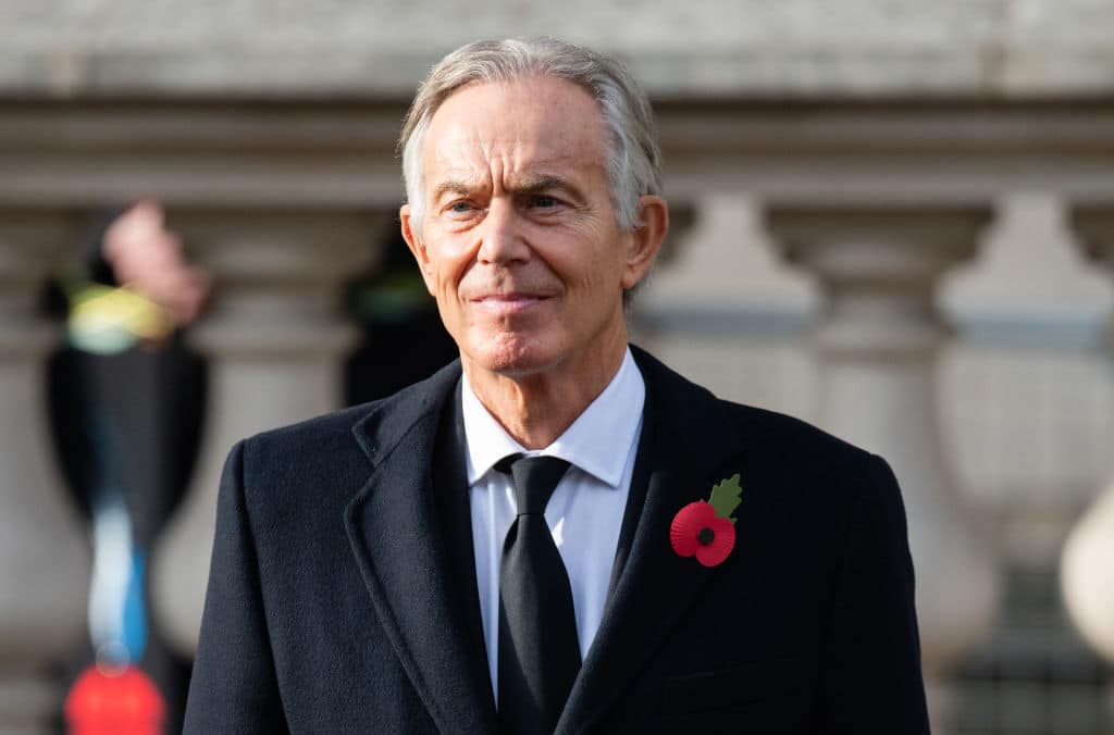 LONDON, ENGLAND - NOVEMBER 08:  Tony Blair during the National Service of Remembrance at The Cenotaph on November 08, 2020 in London, England. (Photo by Pool/Samir Hussein/WireImage)