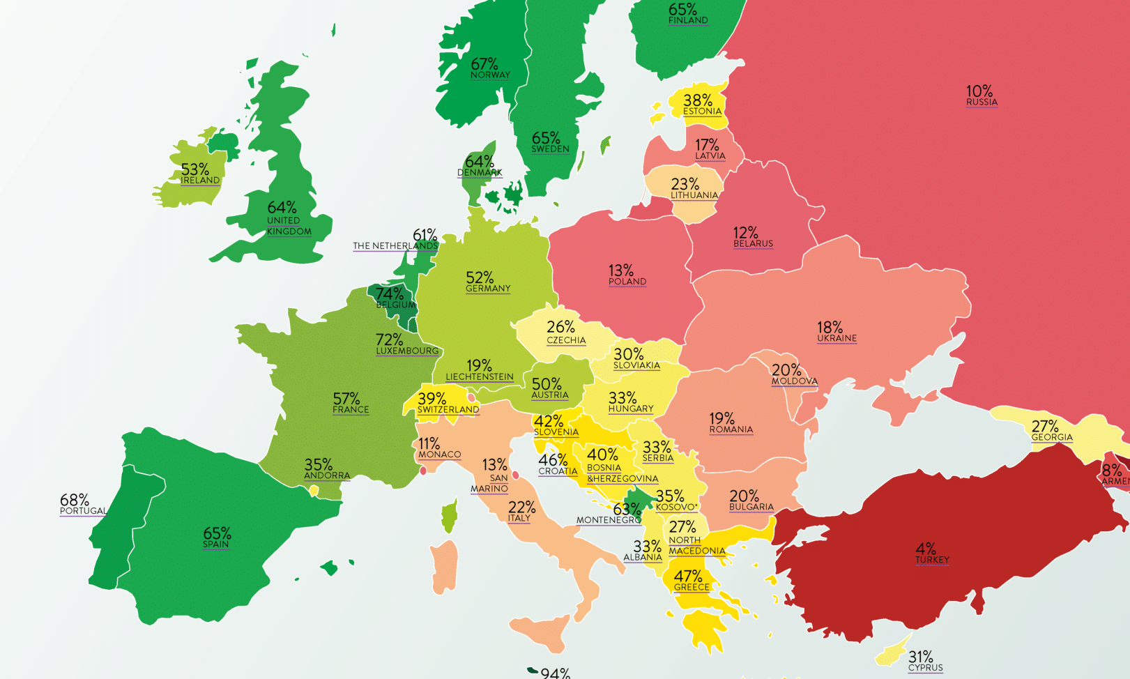 UK slides even further down rankings of most LGBT-friendly nations in Europe