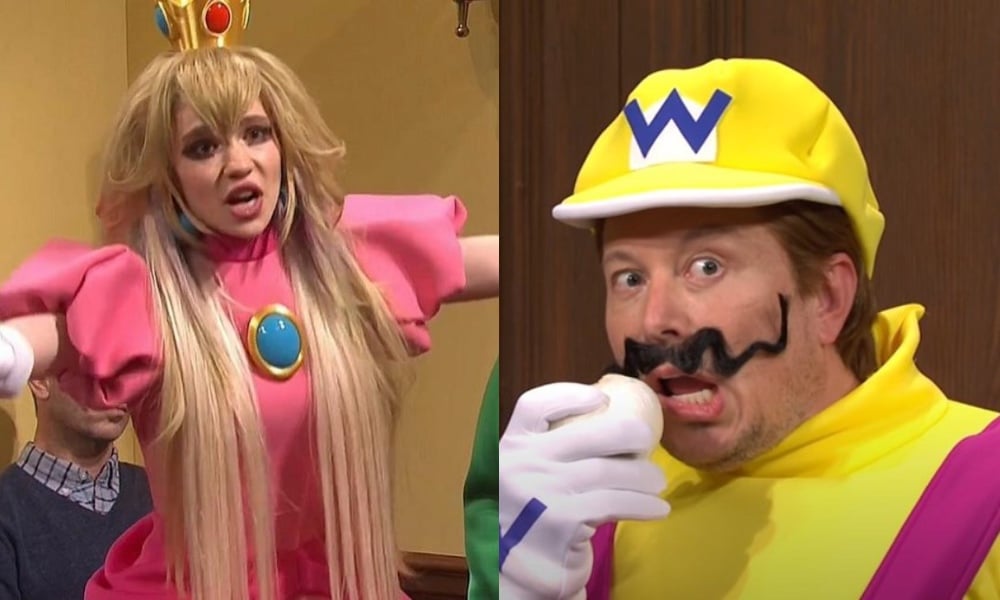Grimes and Elon Musk do Super Mario roleplay complete with pixelated Luigi peen in surreal SNL skit