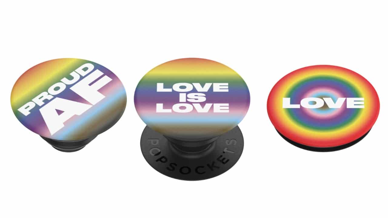 Hang onto your phone in style with these vibrant Pride PopGrips in aid of the Albert Kennedy Trust