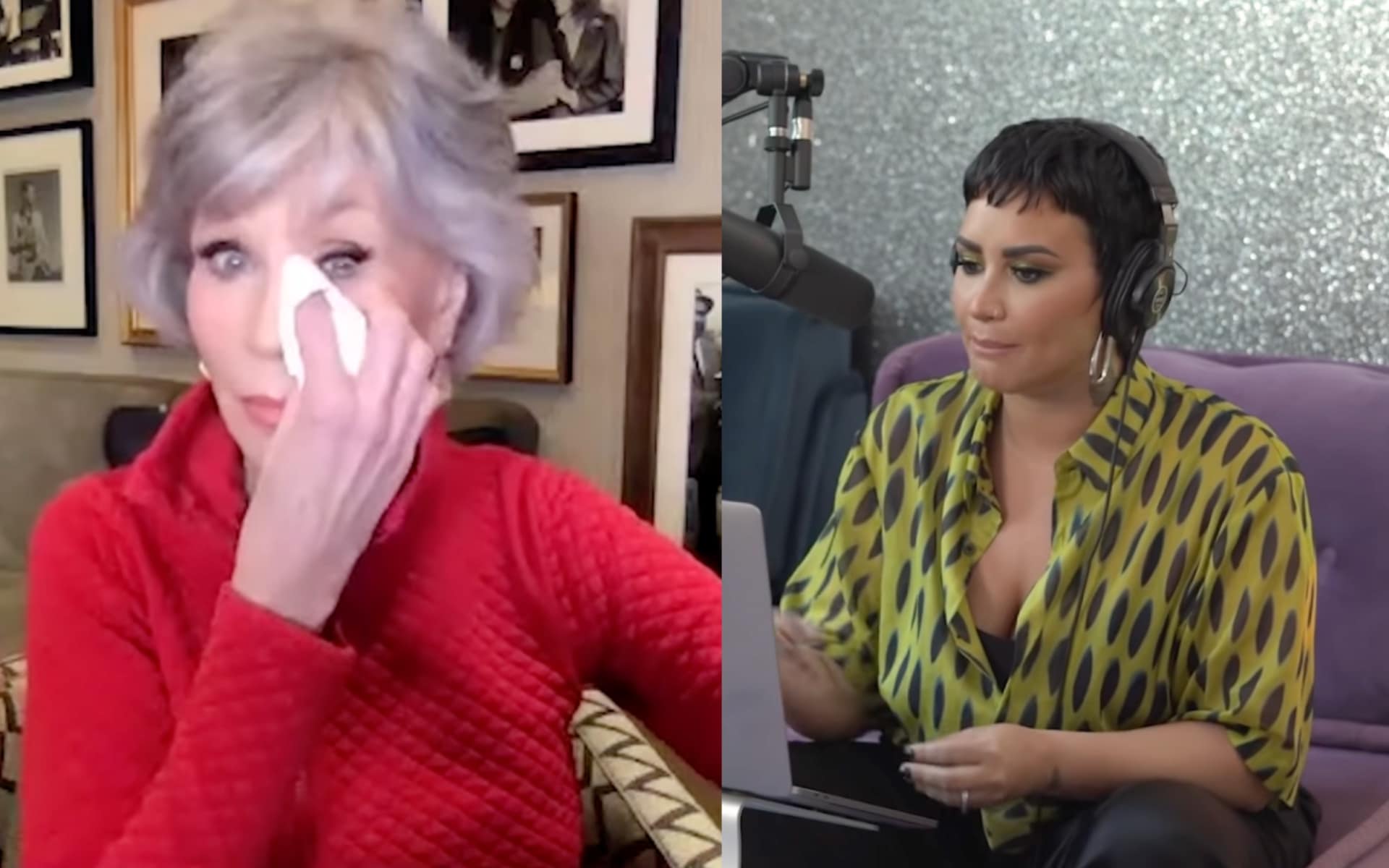 Jane Fonda breaks down in tears as Demi Lovato explains their brave non-binary journey