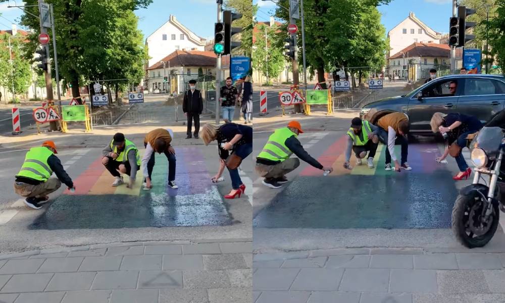Pathetic thugs cover rainbow crossing with black paint: 'These people are terrorists in plain sight'