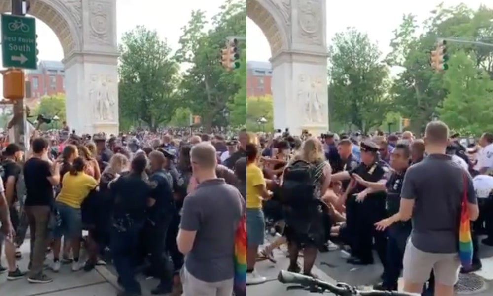 Police 'beat, shoved and pepper-sprayed' crowds at alternative New York Pride march